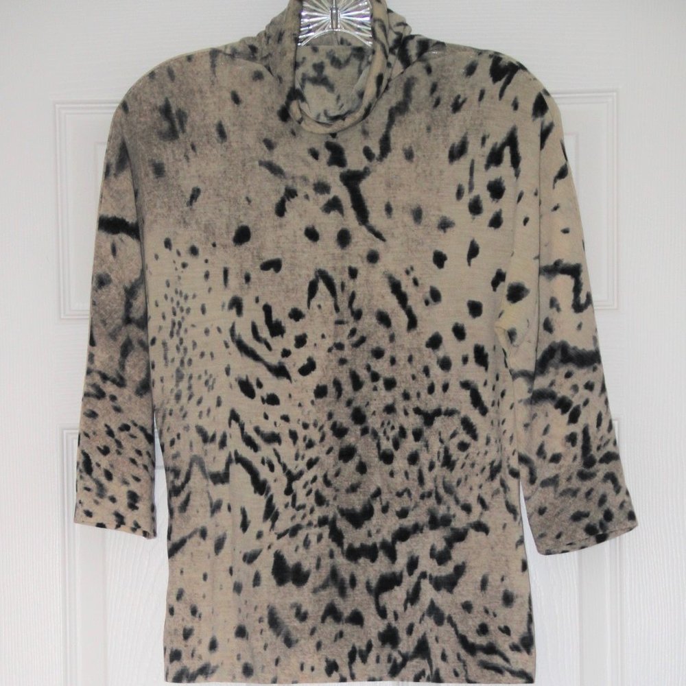 MaxMara Vintage Stylish Print Turtleneck Light Wool Sweater Made in Italy Sz M